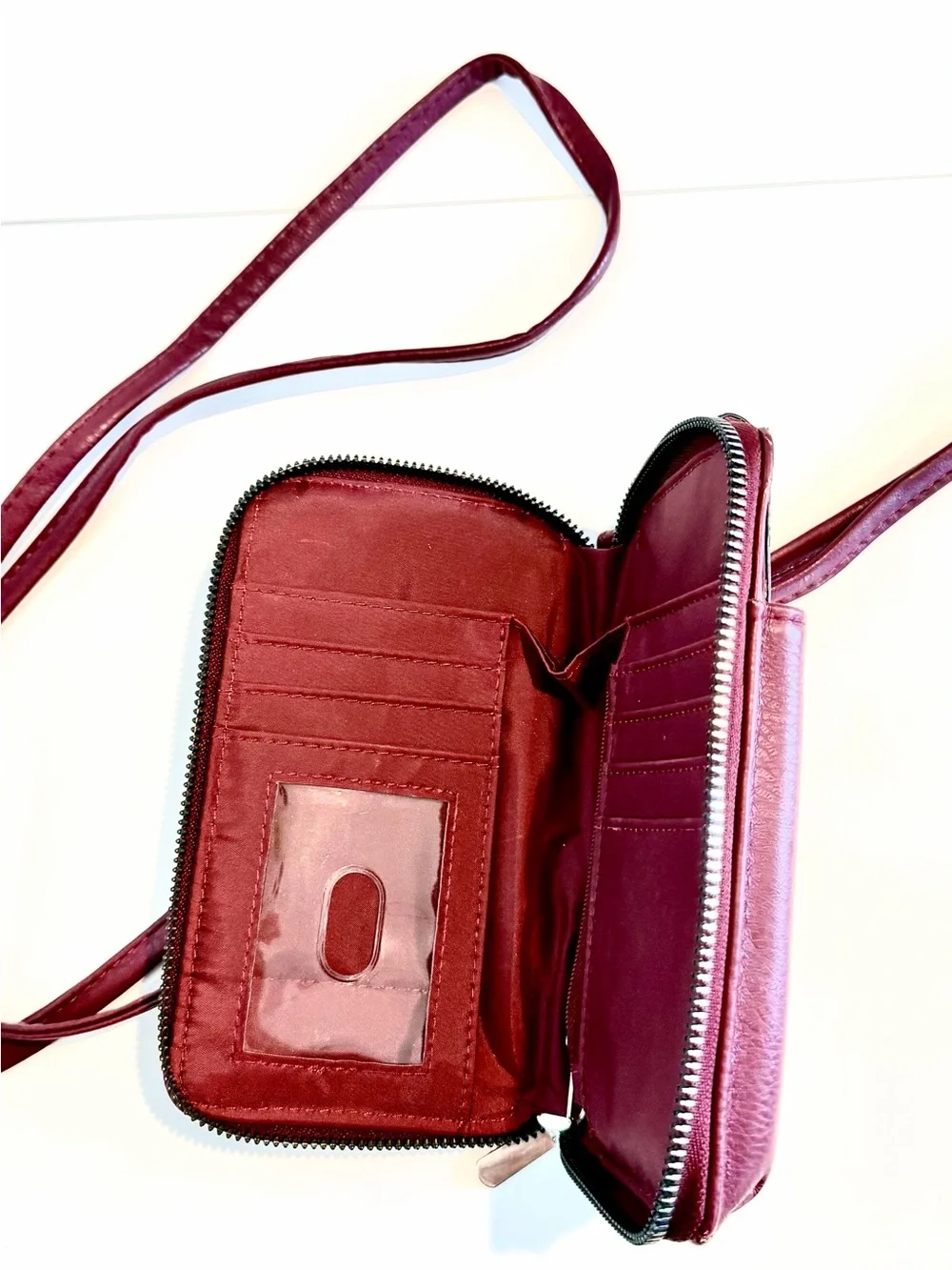 Portable Burgundy Crossbody Phone Case with Detachable Strap